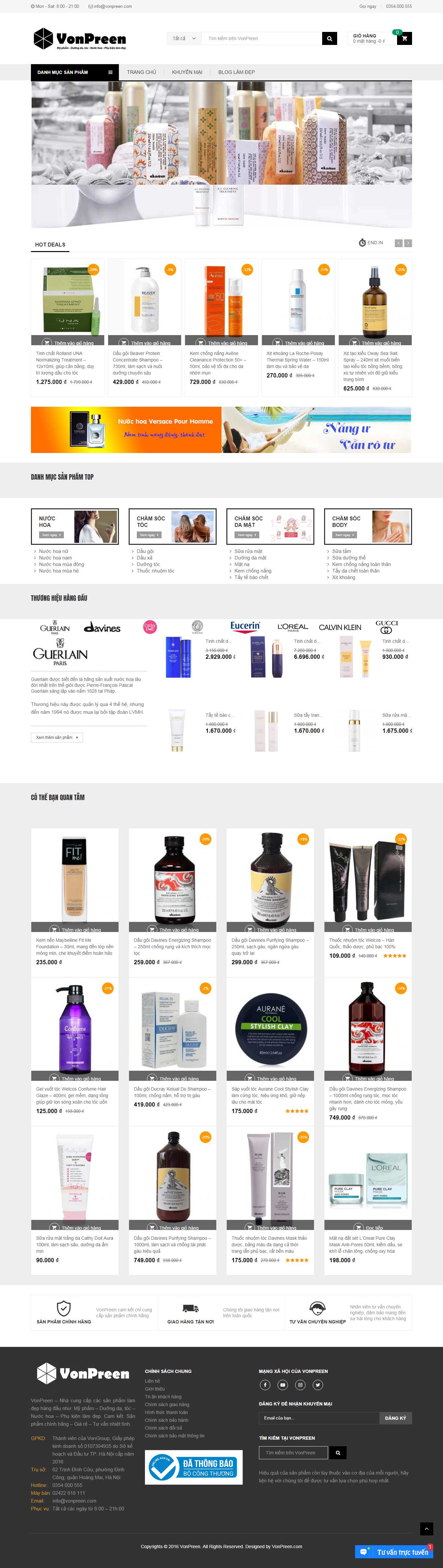 Thiết kế Web bán sáp vuốt tóc vonpreen.com