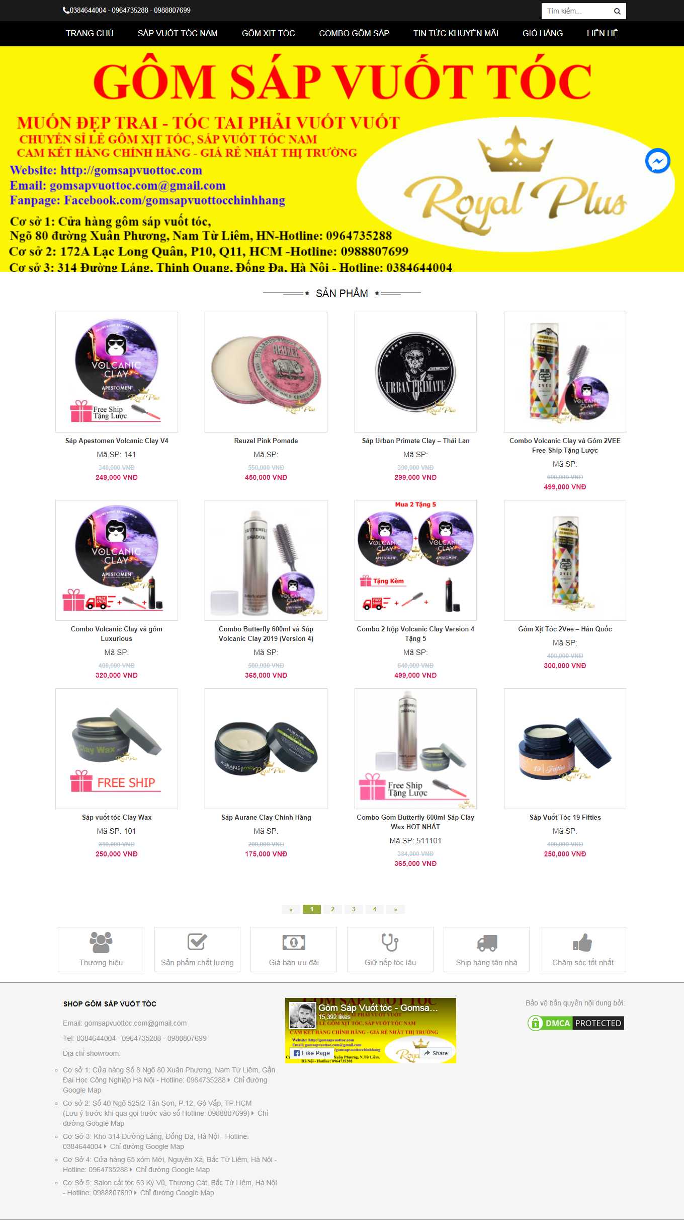 Thiết kế Web bán sáp vuốt tóc gomsapvuottoc.com