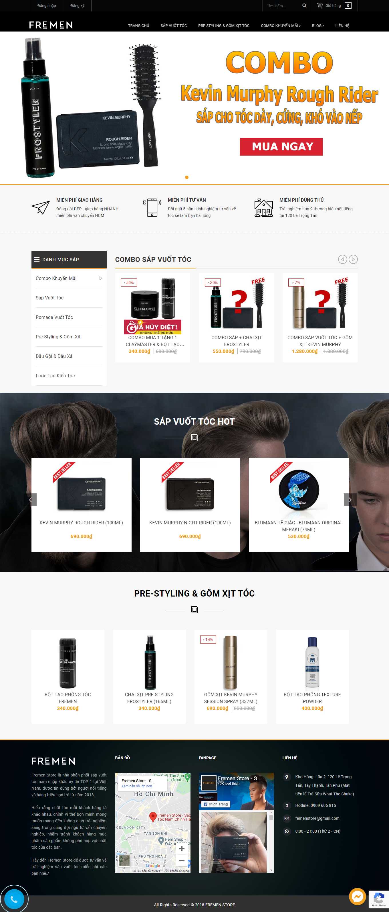 Thiết kế Web bán sáp vuốt tóc fremen.vn