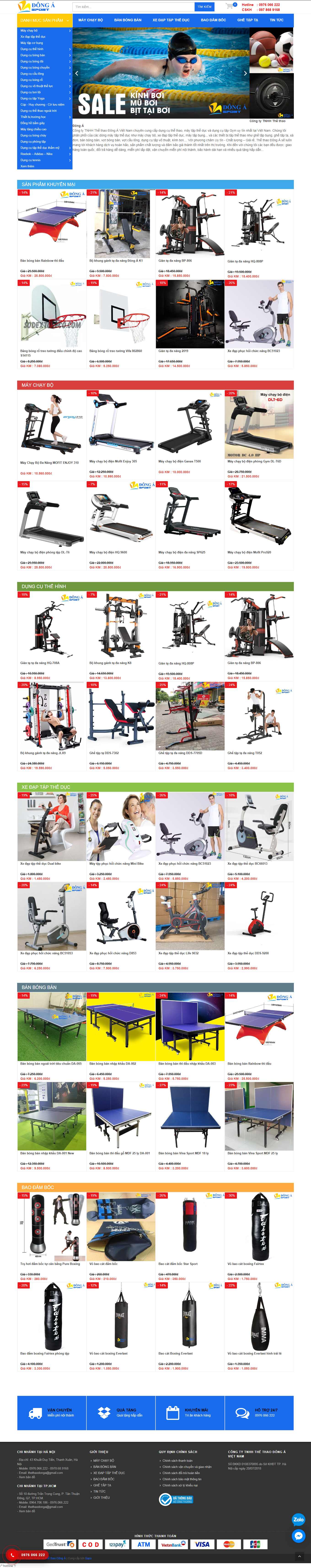 Thiết kế Web dụng cụ thể thao thethaodonga.vn