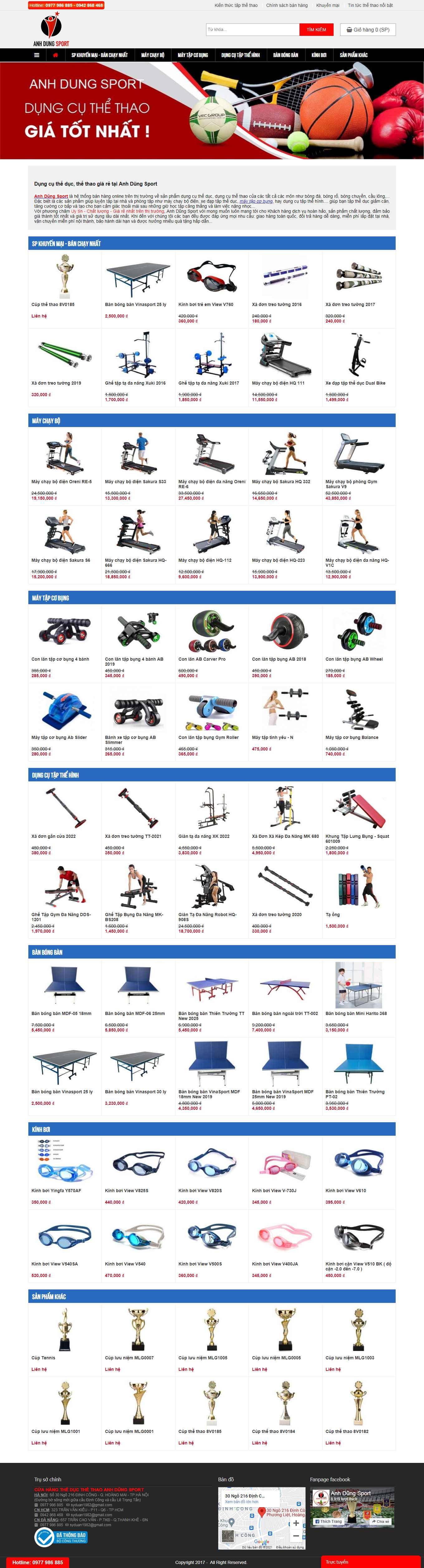 Thiết kế Web dụng cụ thể thao anhdungsport.com