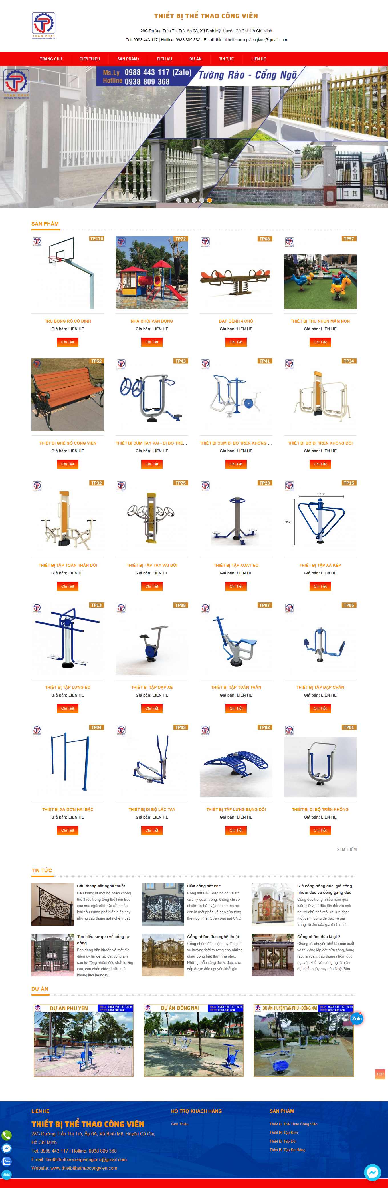 Thiết kế Web dụng cụ thể thao thietbithethaocongvien.com