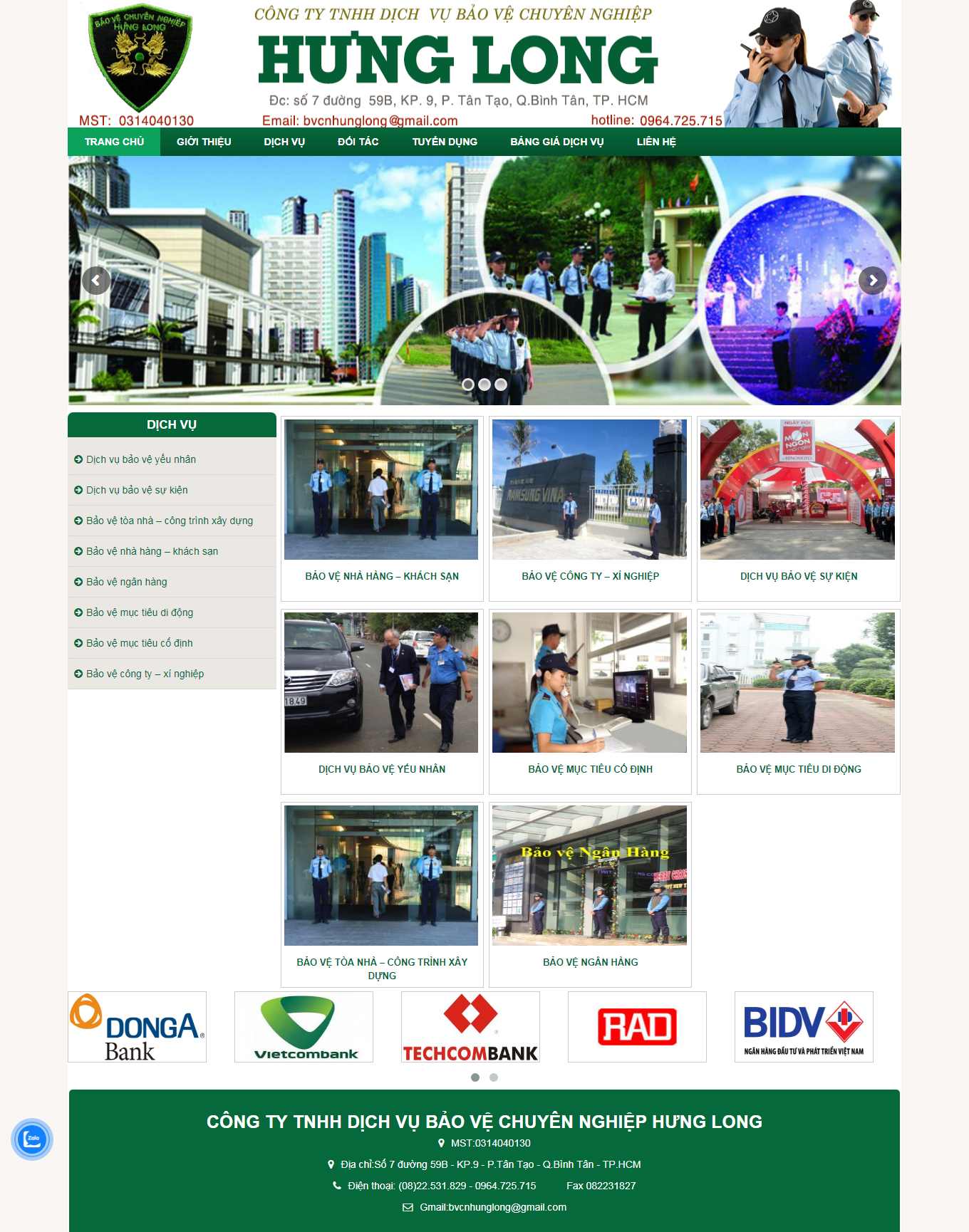 Thiết kế Web thuê vệ sĩ baovehunglong.com