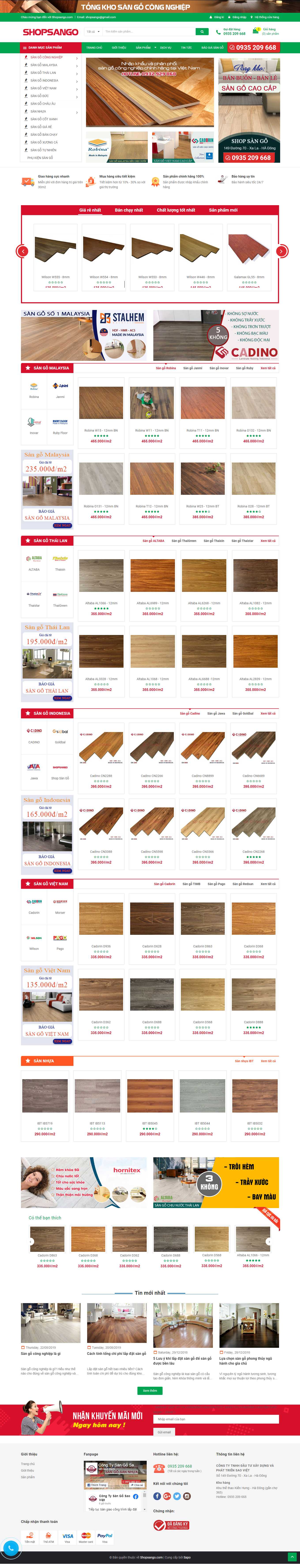 Thiết kế Web sàn gỗ tự nhiên, sàn gỗ công nghiệp shopsango.com