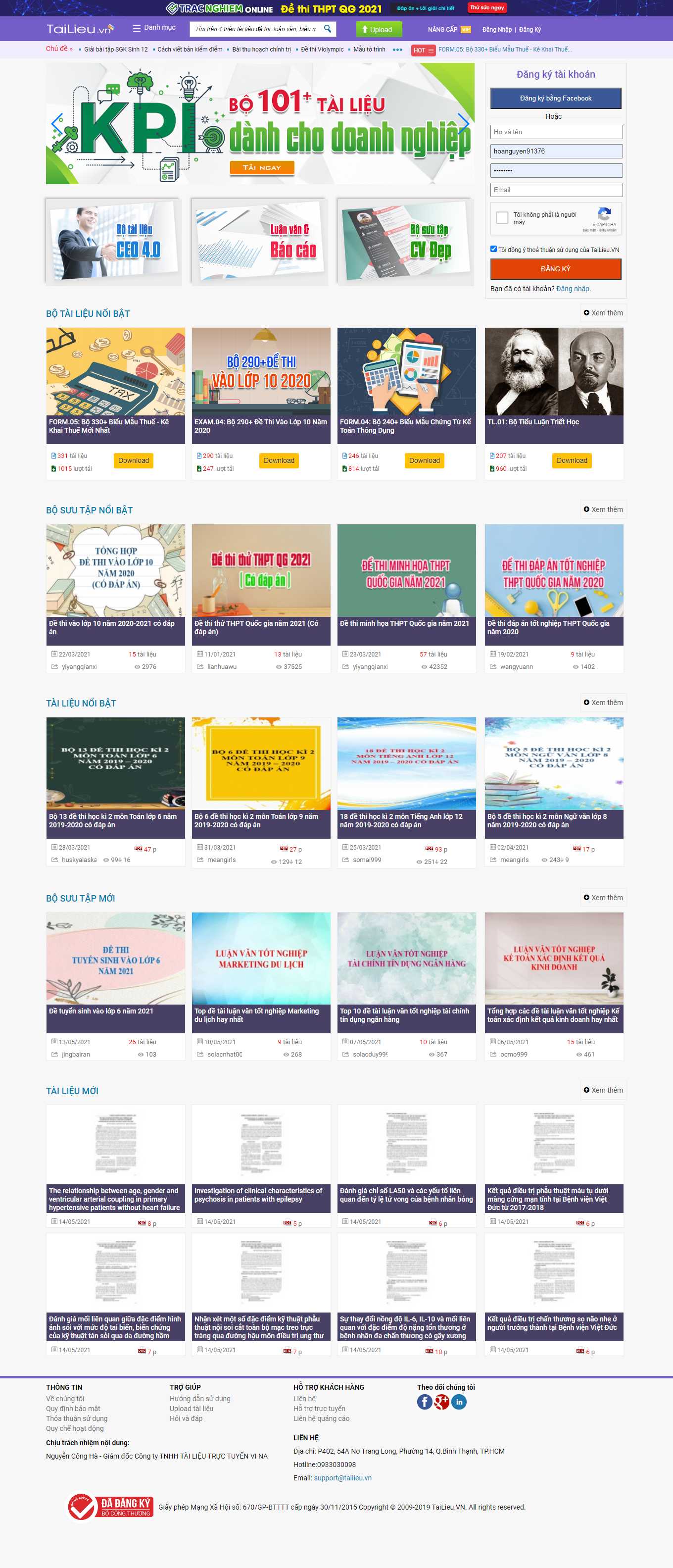 Thiết kế Web bán, chia sẻ tài liệu trực tuyến tailieu.vn