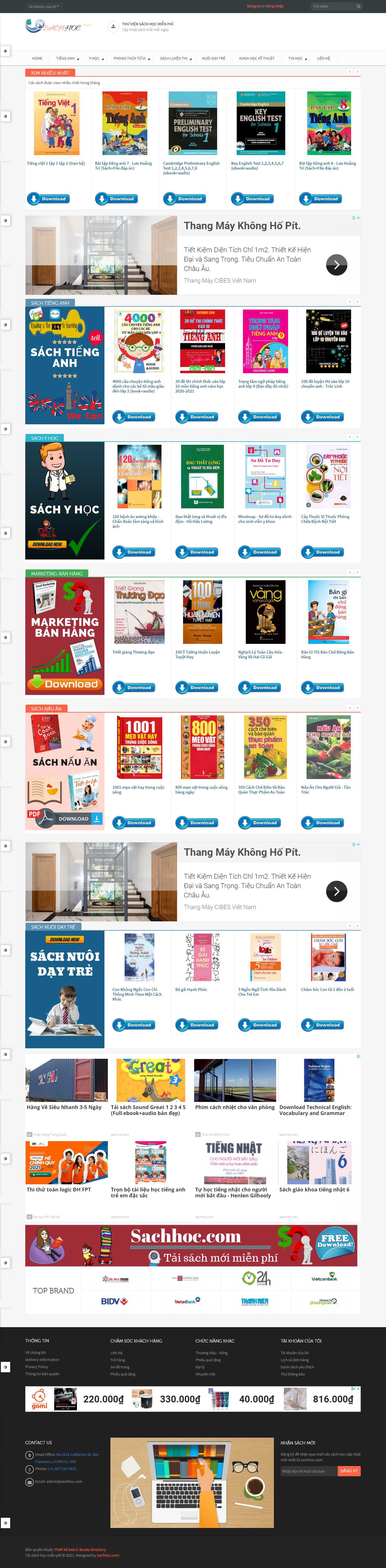Thiết kế Web bán, chia sẻ tài liệu trực tuyến sachhoc.com