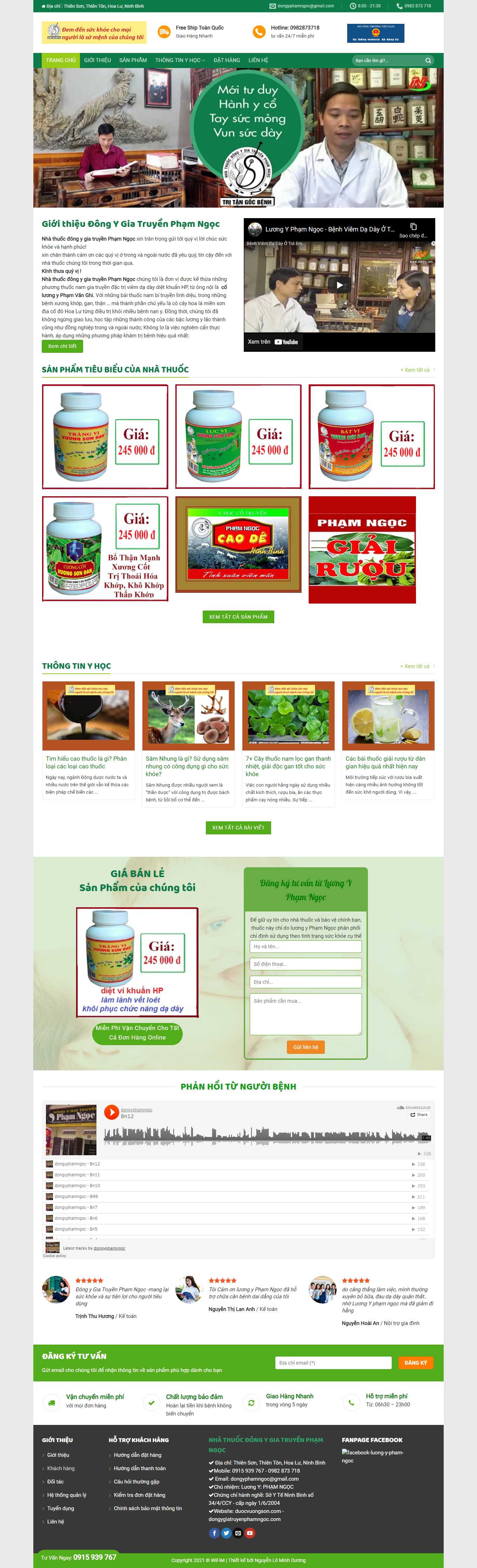 Thiết kế Web nhà thuốc đông y dongygiatruyenphamngoc.com