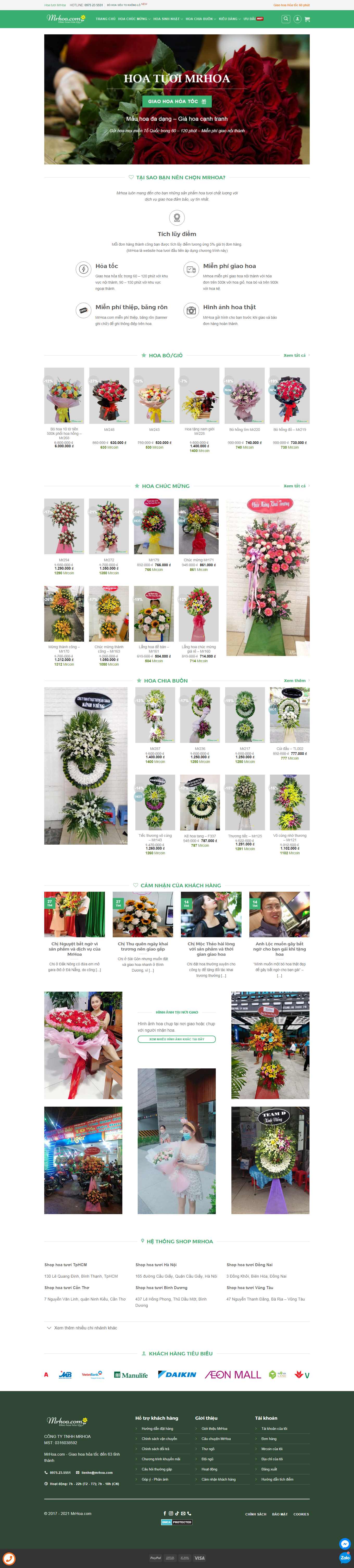 Thiết kế Web shop bán hoa mrhoa.com