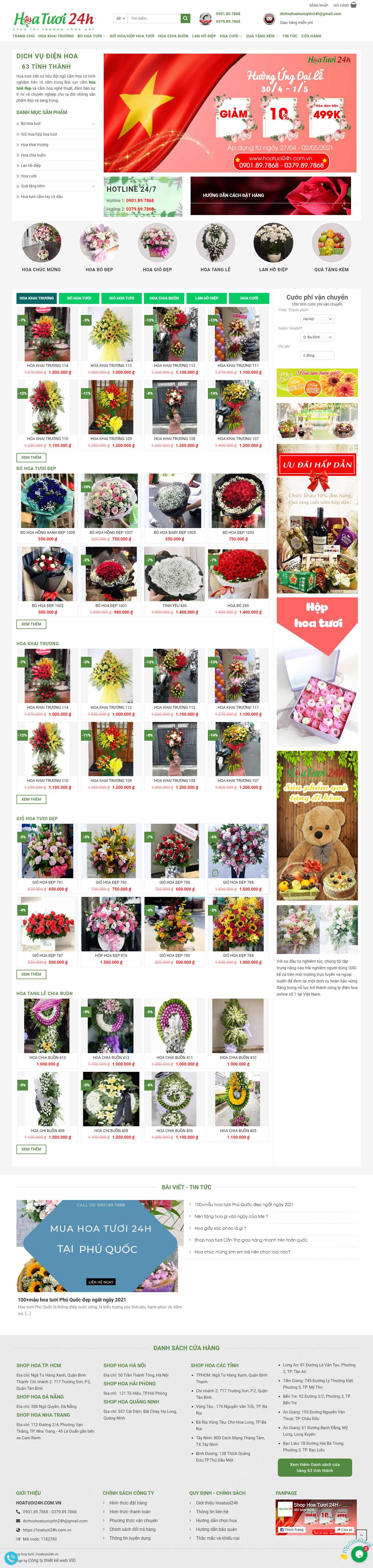 Thiết kế Web shop bán hoa hoatuoi24h.com.vn