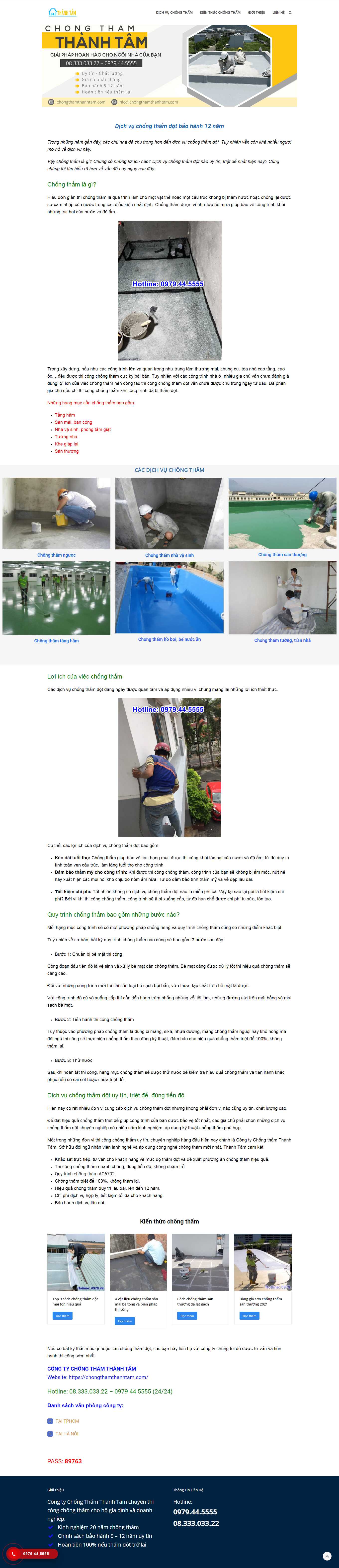 Thiết kế Web chống thấm chongthamthanhtam.com