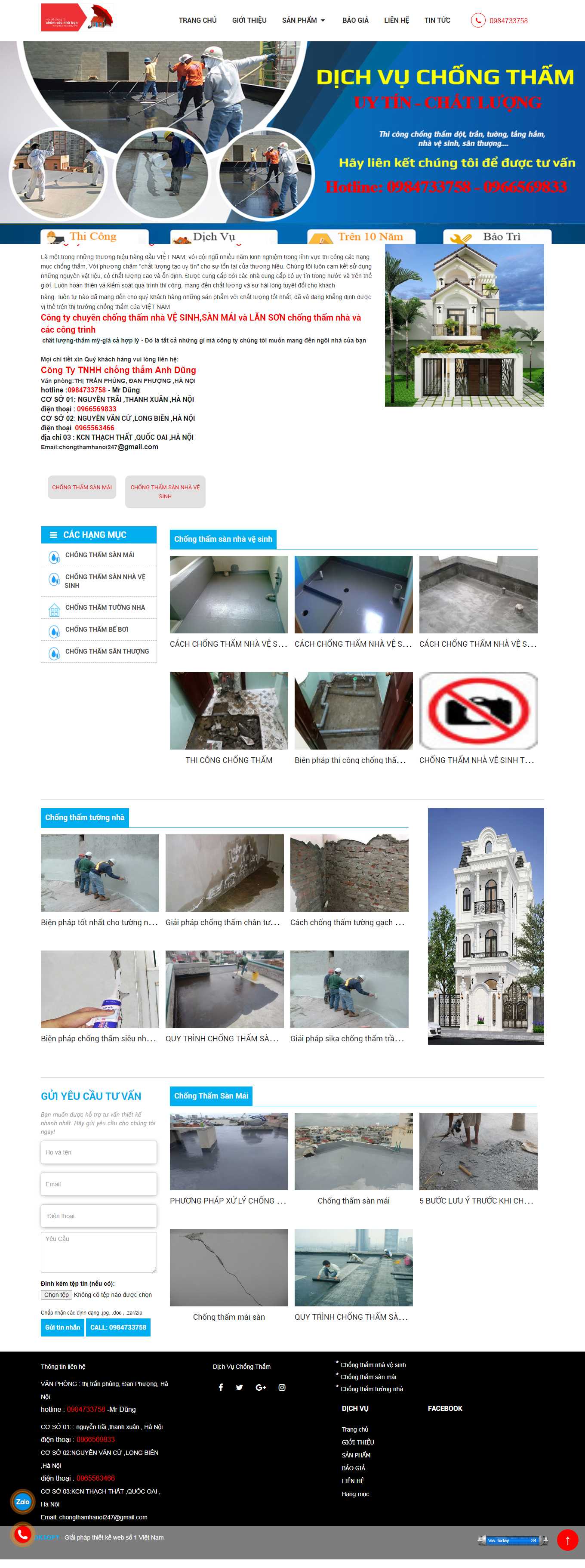Thiết kế Web chống thấm chongthamhanoi247.com