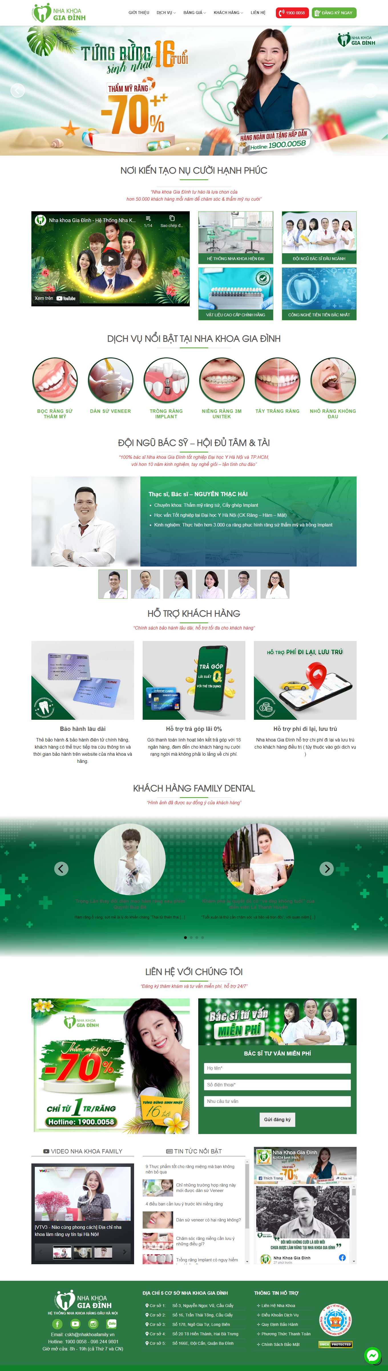 Thiết kế Web phòng khám nha khoa nhakhoafamily.vn