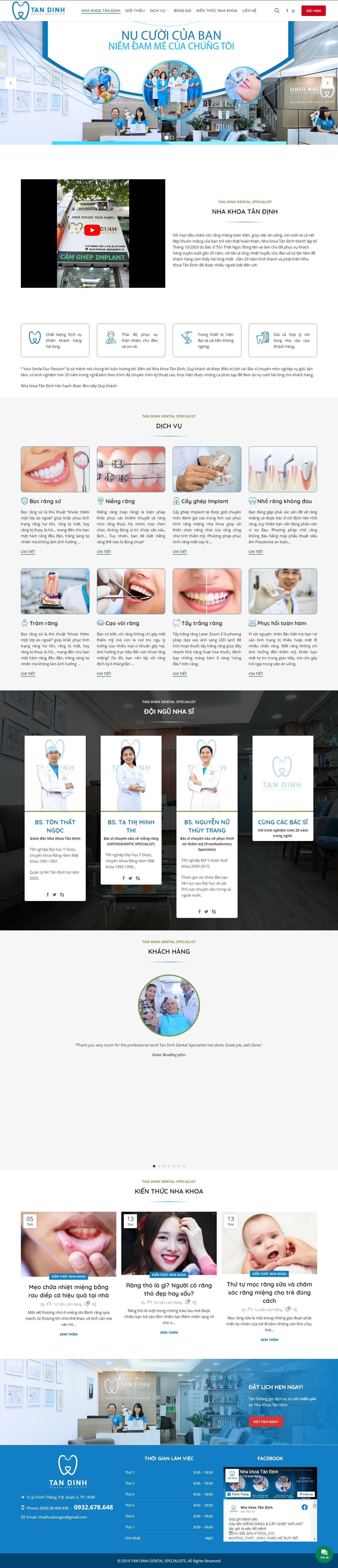 Thiết kế Web phòng khám nha khoa nhakhoatandinh.com