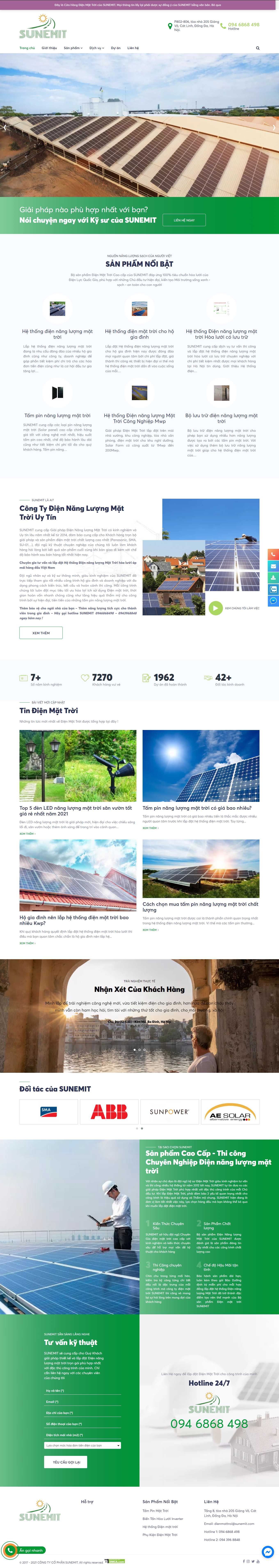 Thiết kế Web bán máy năng lượng mặt trời sunemit.com