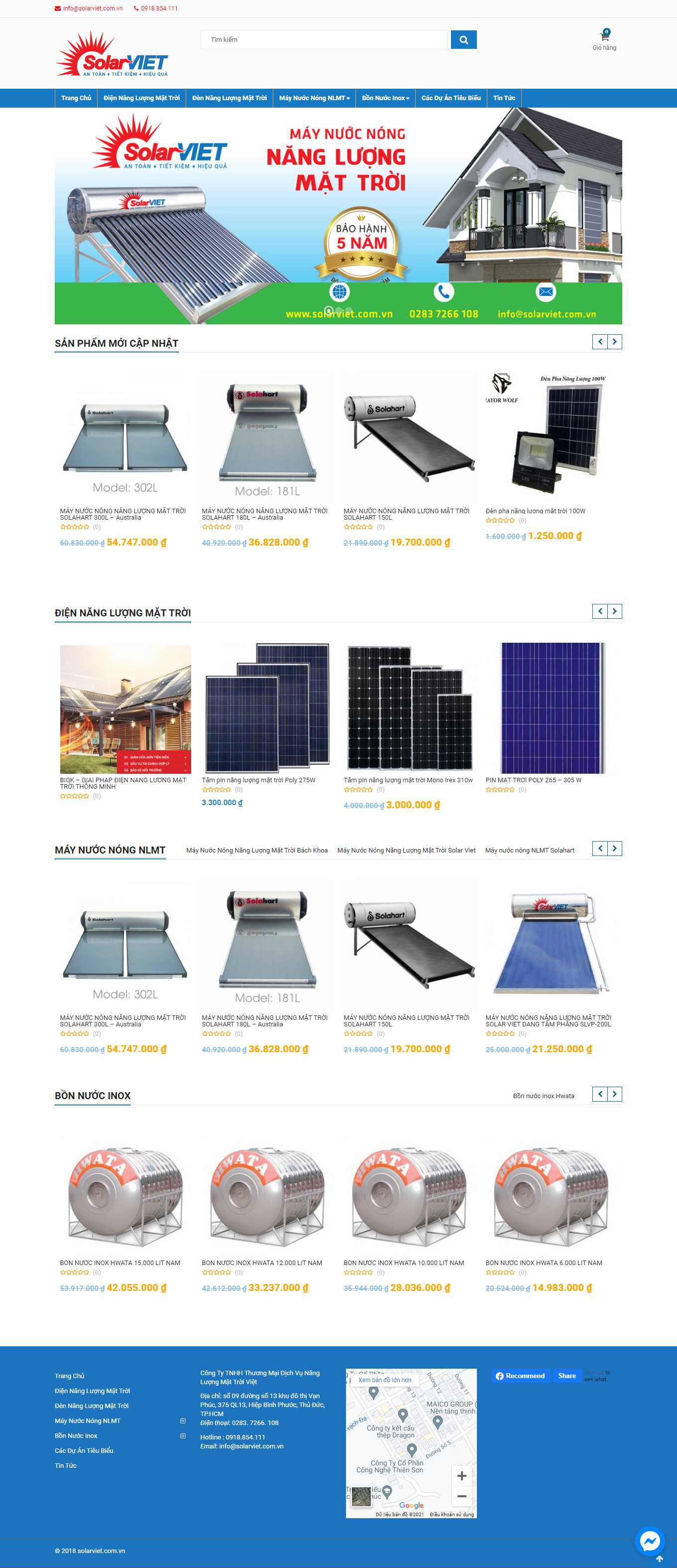 Thiết kế Web bán máy năng lượng mặt trời solarviet.com.vn