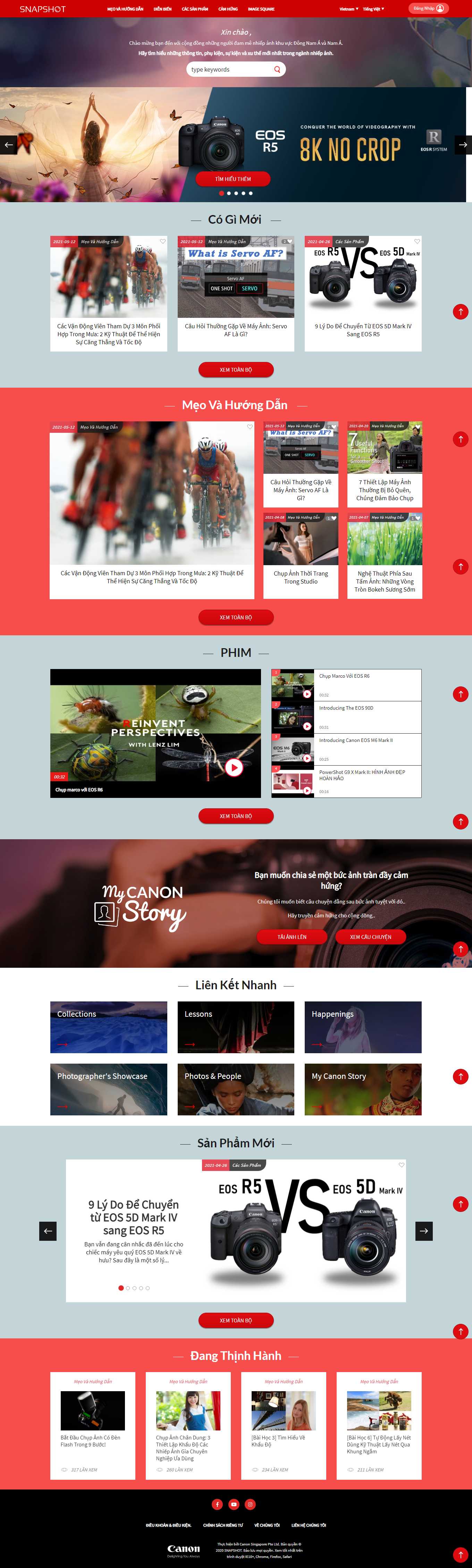 Thiết kế Web bán máy ảnh snapshot.canon-asia.com