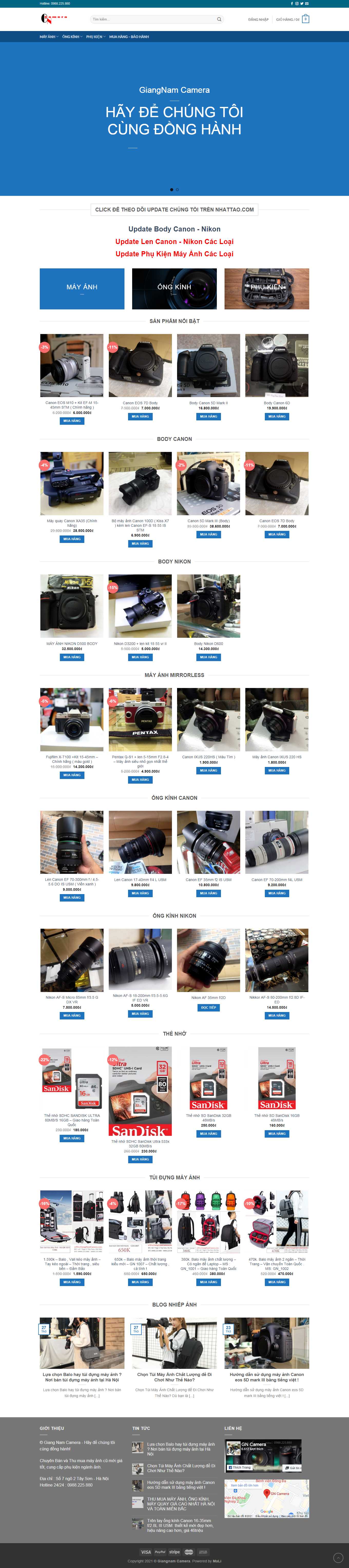 Thiết kế Web bán máy ảnh giangnamcamera.com