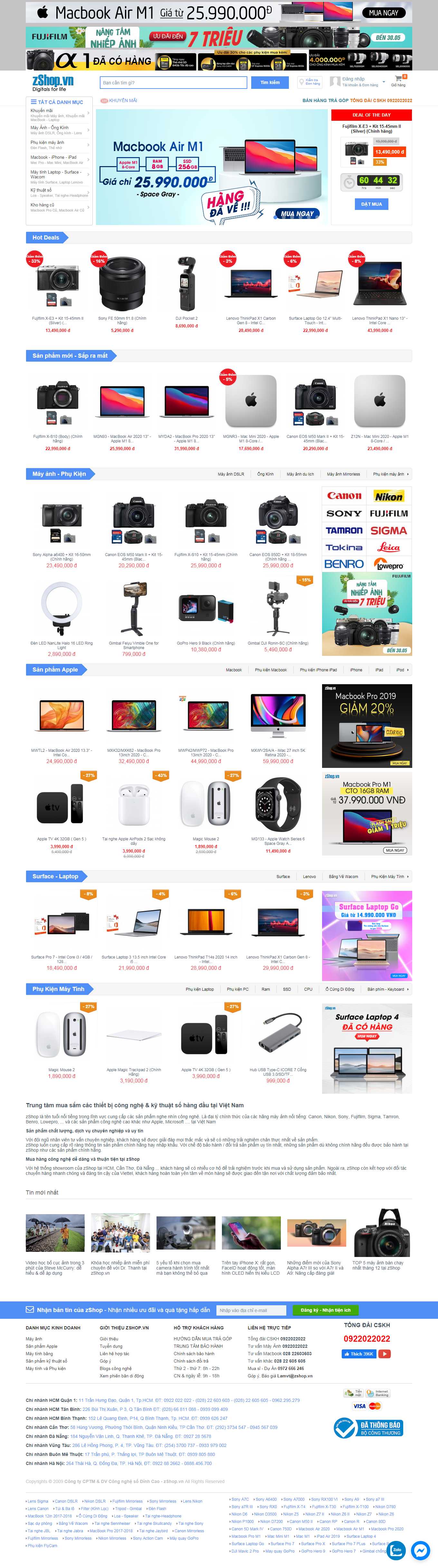 Thiết kế Web bán máy ảnh zshop.vn