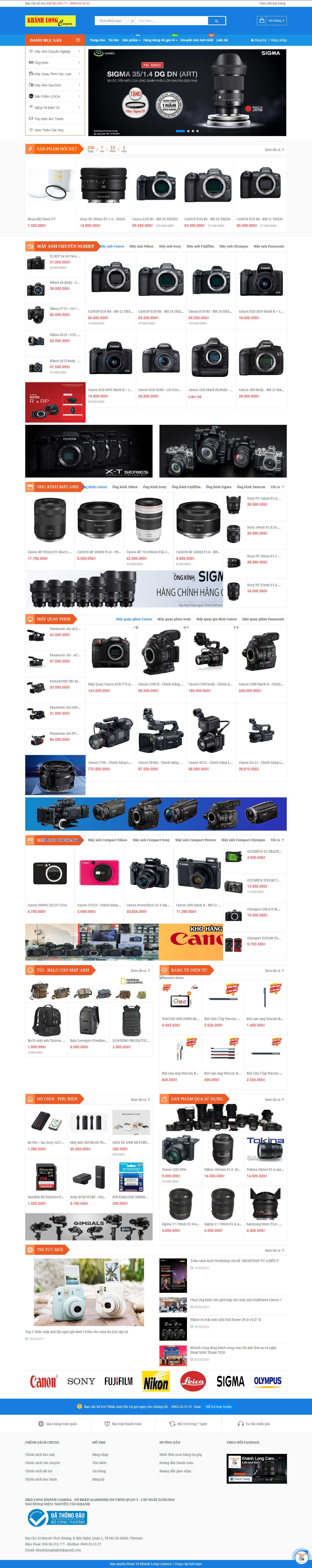 Thiết kế Web bán máy ảnh khanhlong.com