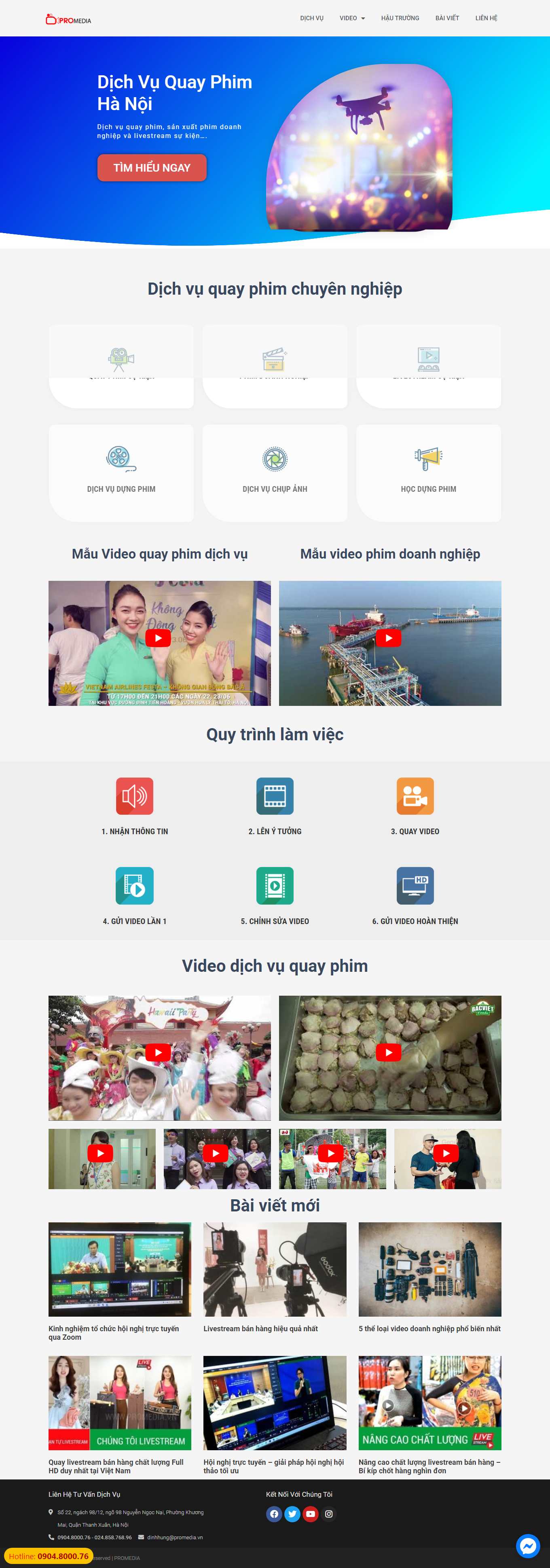 Thiết kế Web dịch vụ quay phim chụp hình promedia.vn
