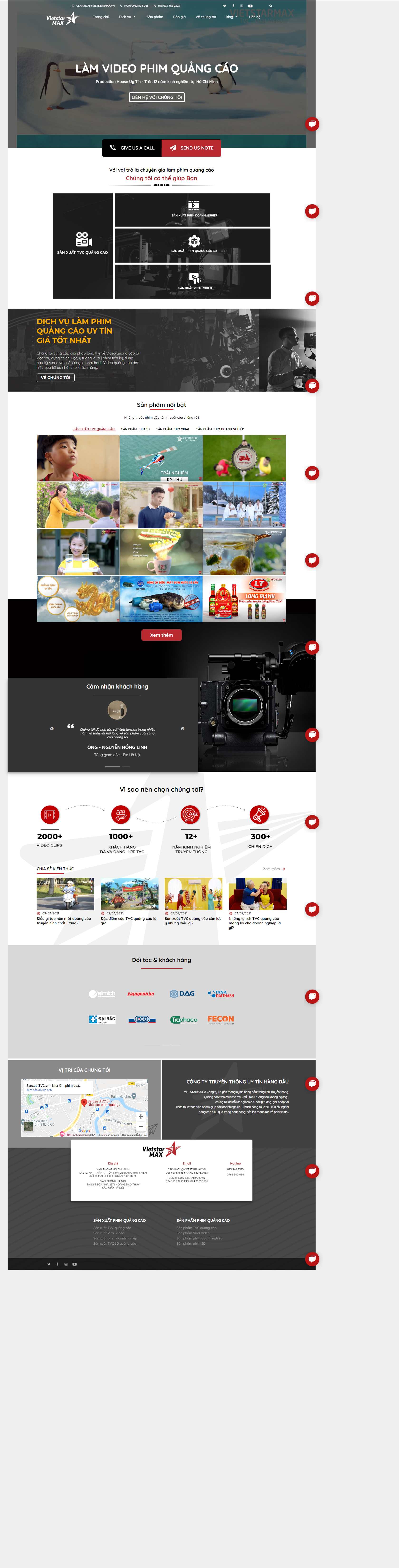 Thiết kế Web dịch vụ quay phim chụp hình sanxuattvc.vn