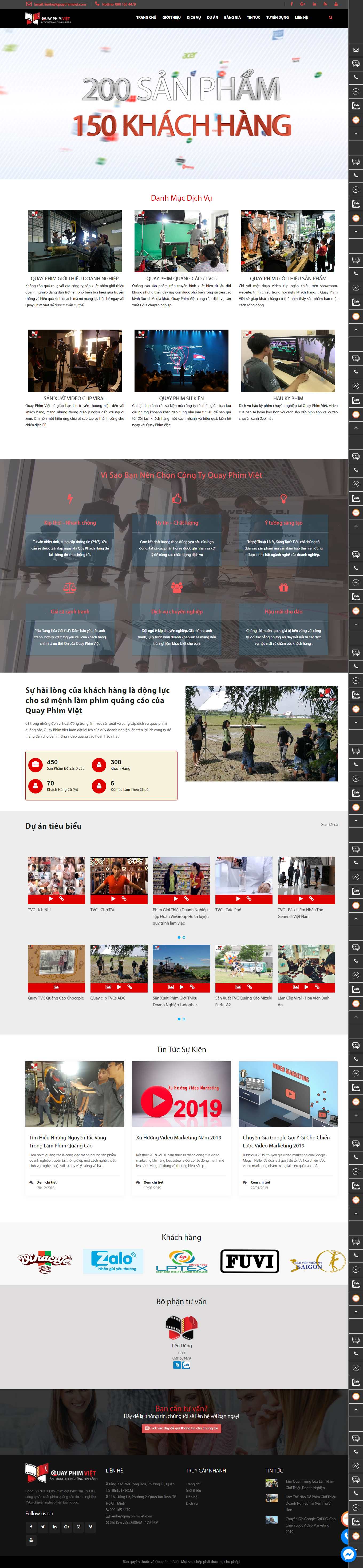 Thiết kế Web dịch vụ quay phim chụp hình quayphimviet.com