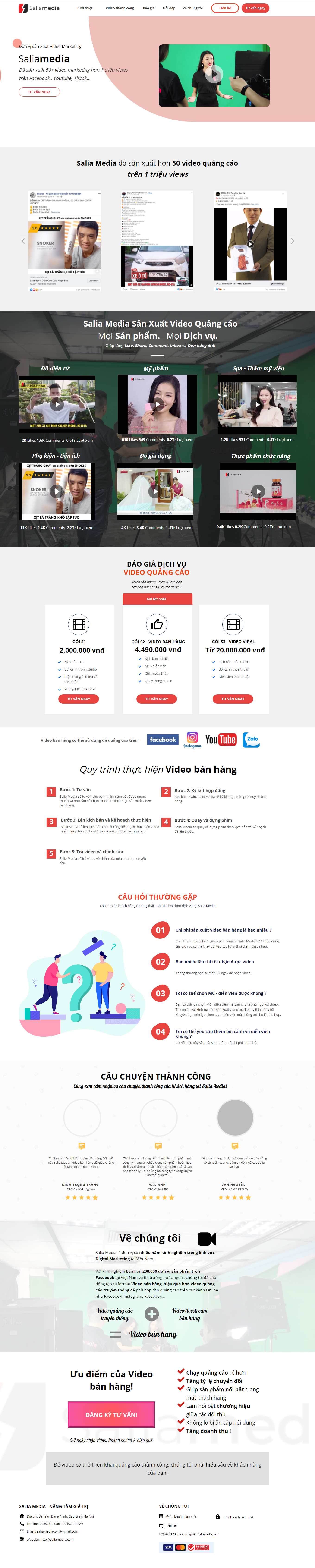 Thiết kế Web dịch vụ quay phim chụp hình saliamedia.com