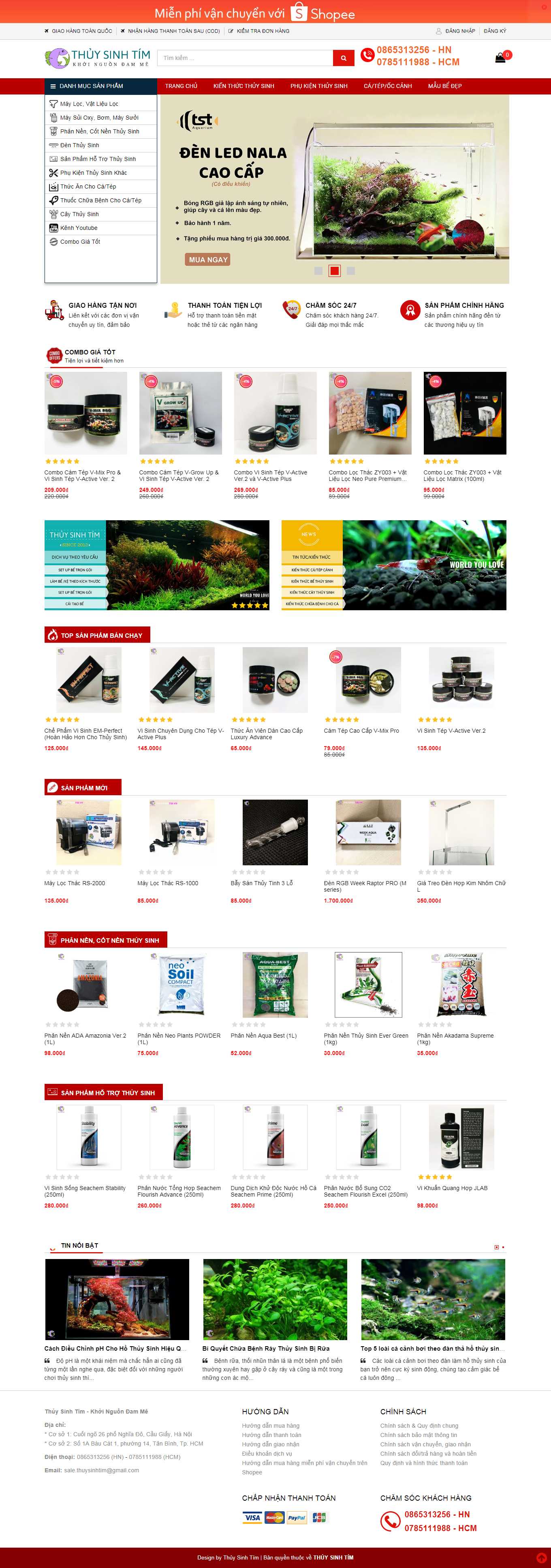 Thiết kế Web bán cá cảnh, cây thủy sinh thuysinhtim.vn