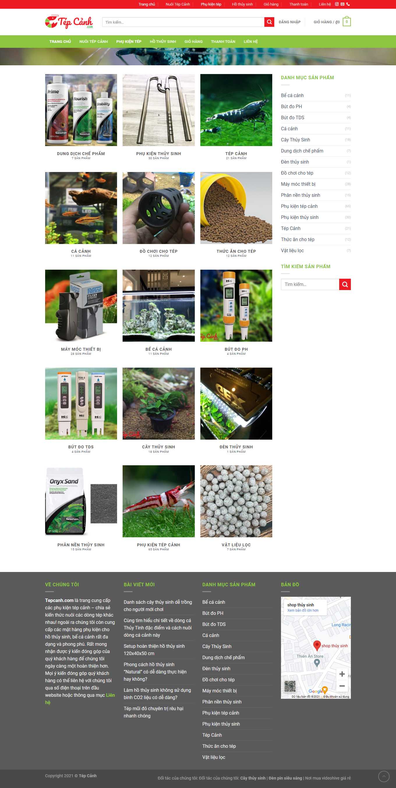 Thiết kế Web bán cá cảnh, cây thủy sinh tepcanh.com