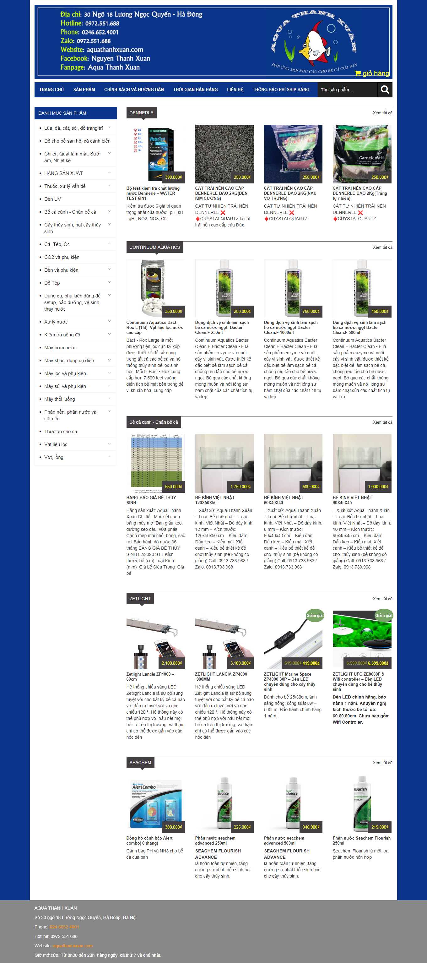 Thiết kế Web bán cá cảnh, cây thủy sinh aquathanhxuan.com