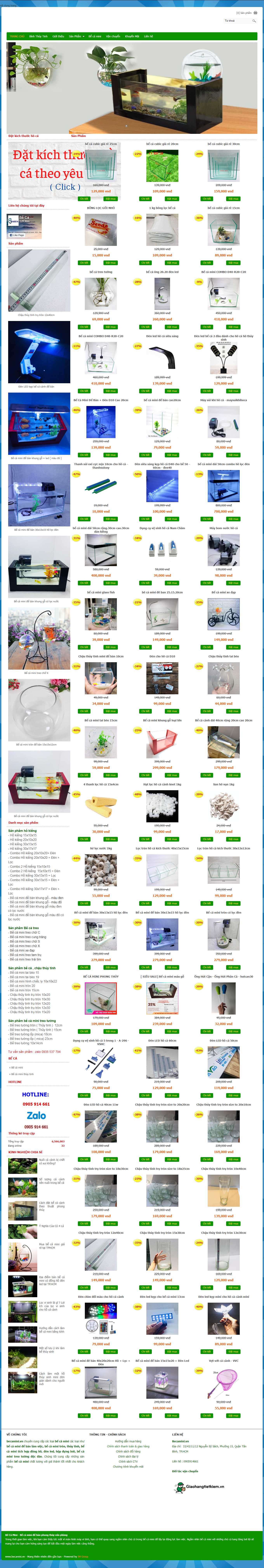 Thiết kế Web bán cá cảnh, cây thủy sinh becamini.vn