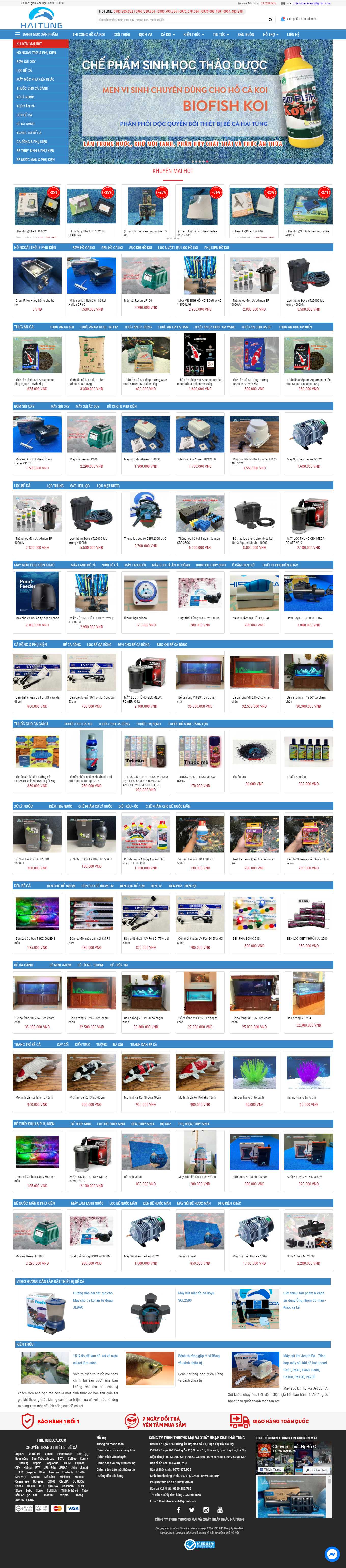 Thiết kế Web bán cá cảnh, cây thủy sinh thietbibeca.com