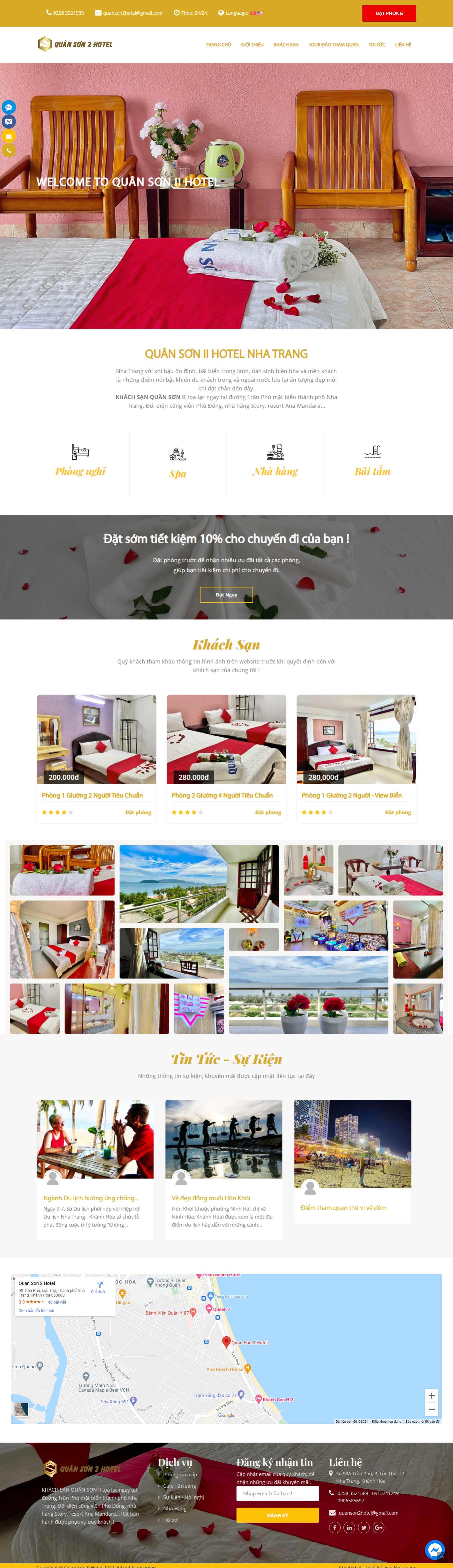 Thiết kế Web biệt thự, nghỉ dưỡng quanson2hotel.com