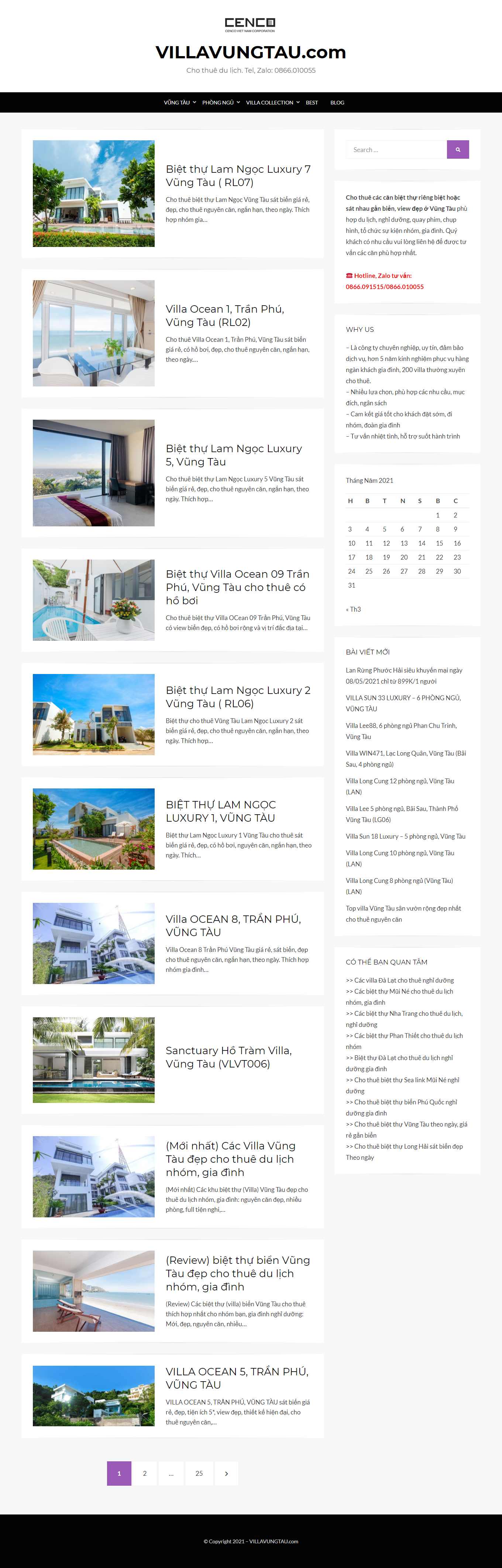 Thiết kế Web biệt thự, nghỉ dưỡng villavungtau.com