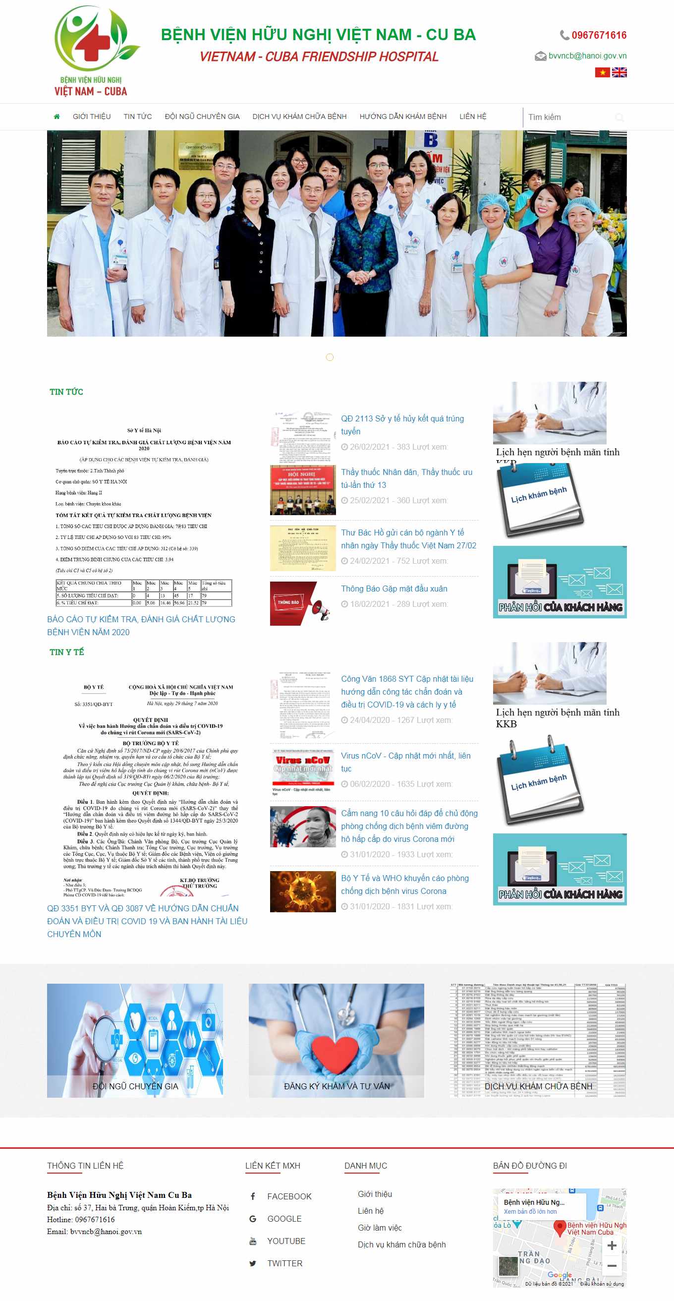 Thiết kế Web phòng khám tai mũi họng vietnamcuba.vn