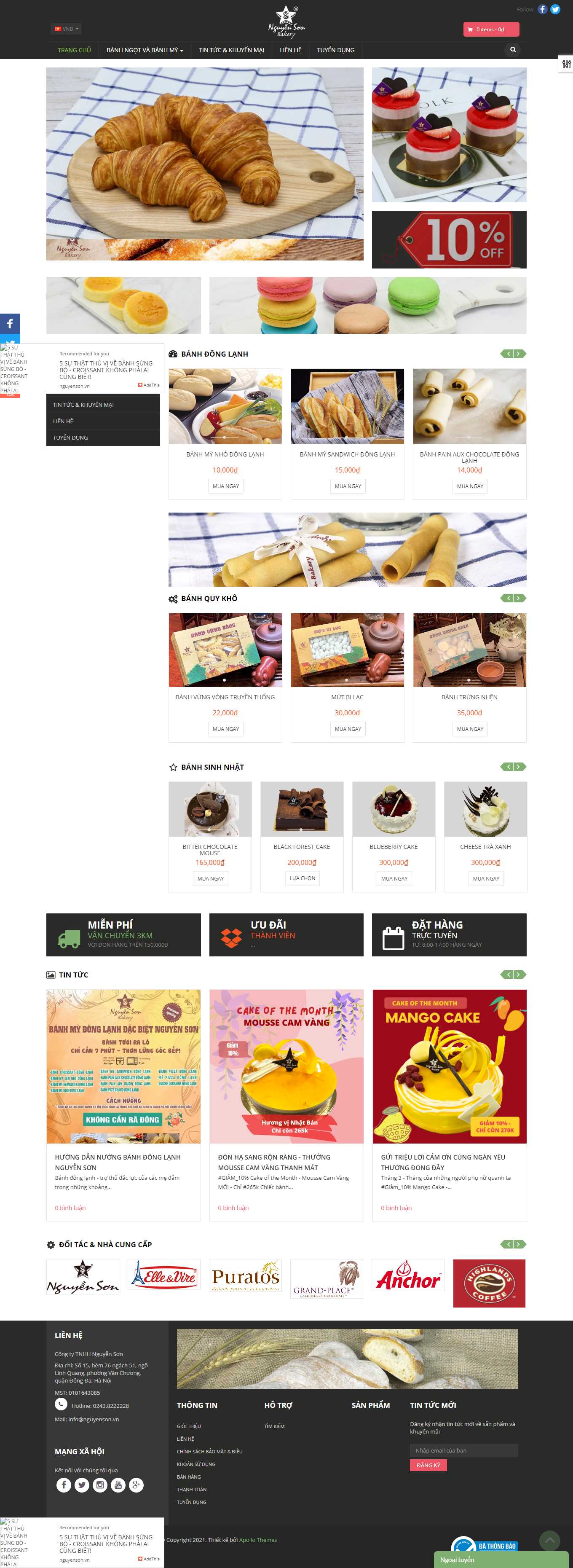 Thiết kế Web bán bánh mì nguyenson.vn