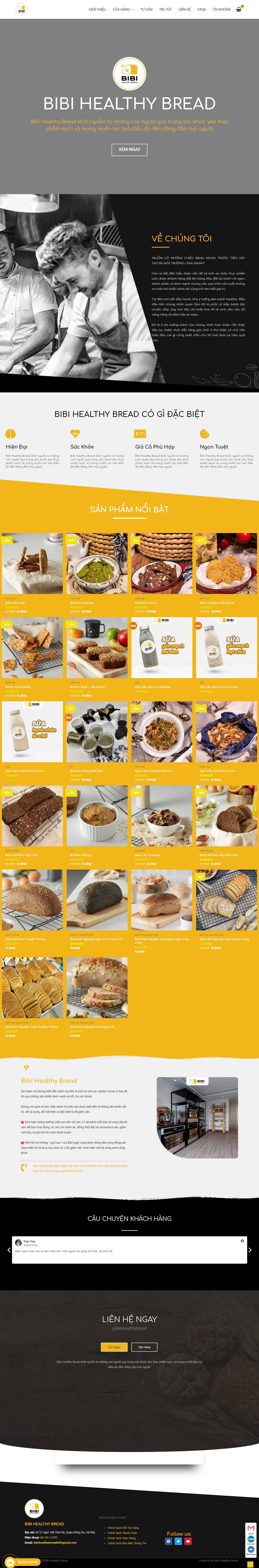 Thiết kế Web bán bánh mì bibihealthybread.vn