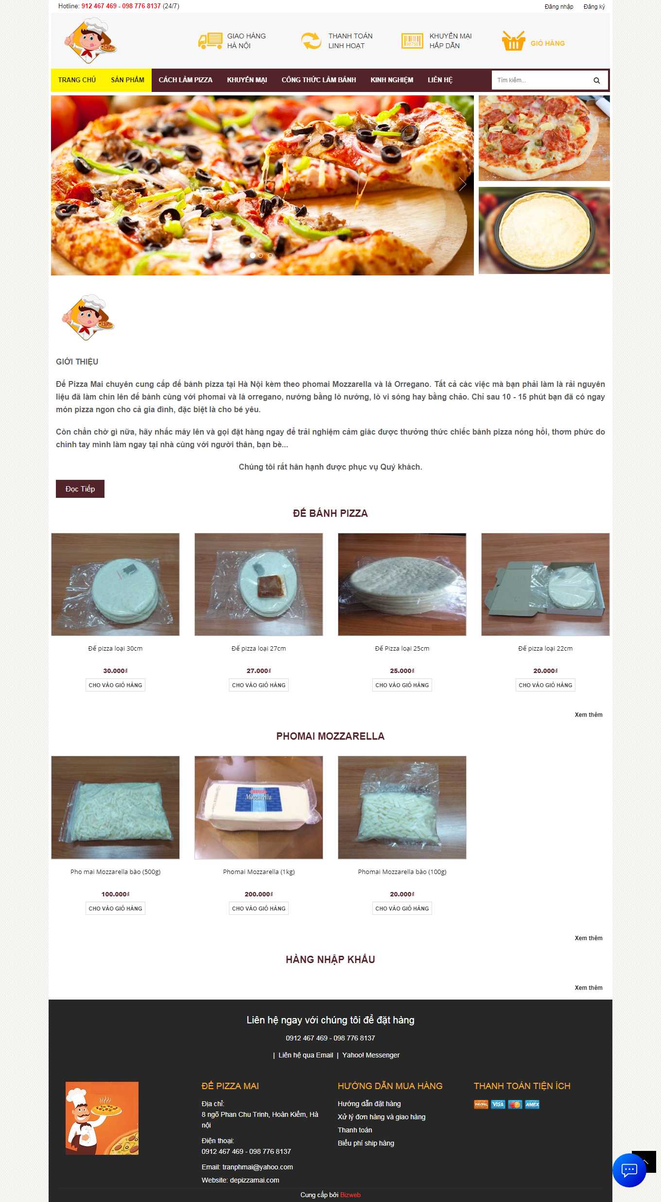 Thiết kế Web bán bánh mì depizzamai.com