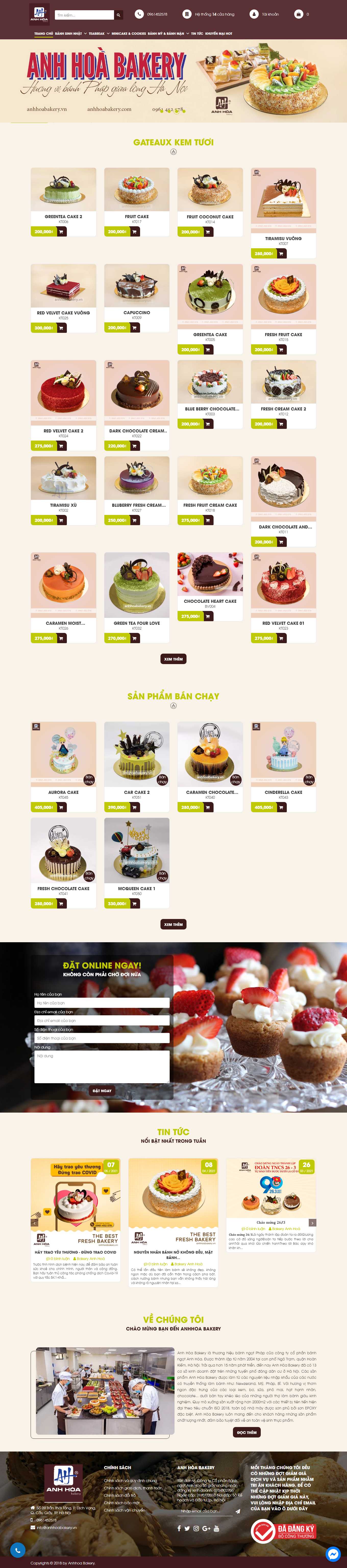 Thiết kế Web bán bánh mì anhhoabakery.vn