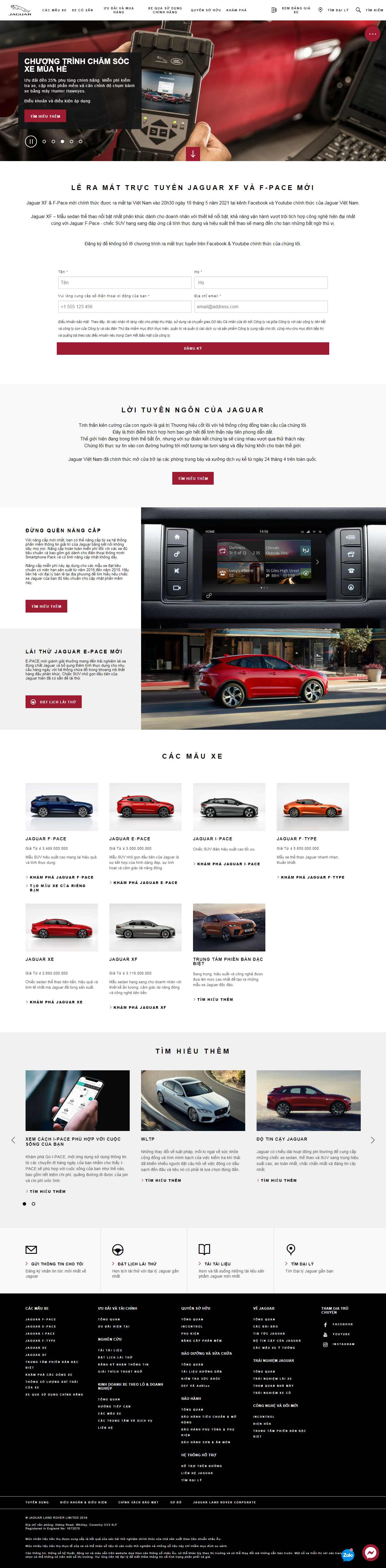 Thiết kế Web showroom sửa chữa ô tô, xe máy jaguar-vn.com
