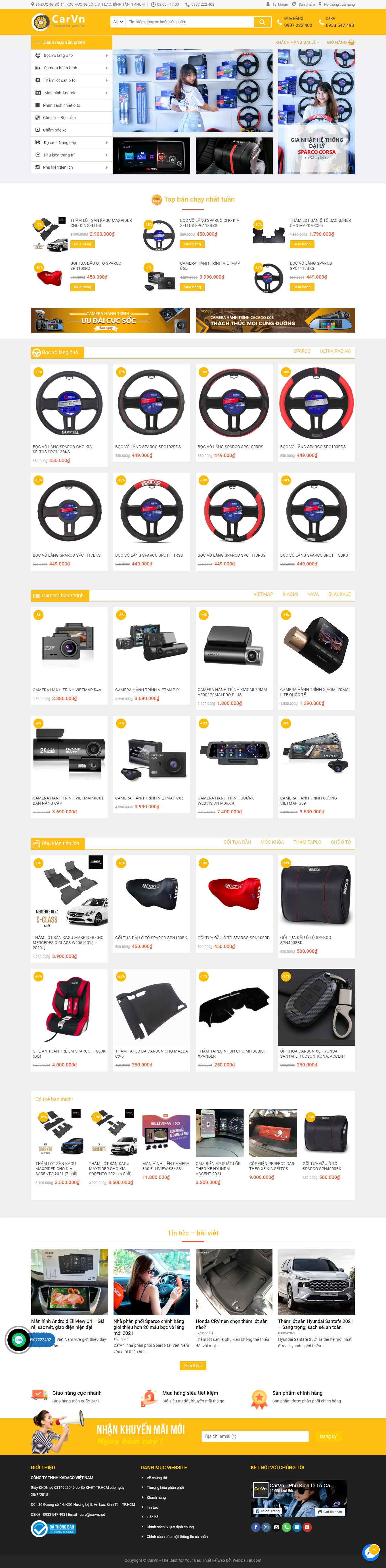 Thiết kế Web showroom sửa chữa ô tô, xe máy carvn.net