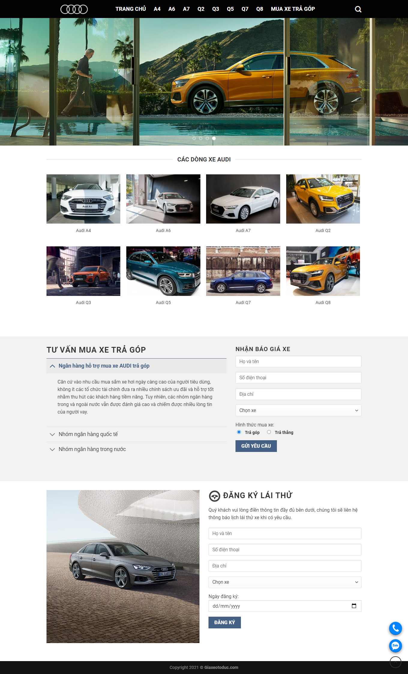 Thiết kế Web showroom sửa chữa ô tô, xe máy giaxeotoduc.com