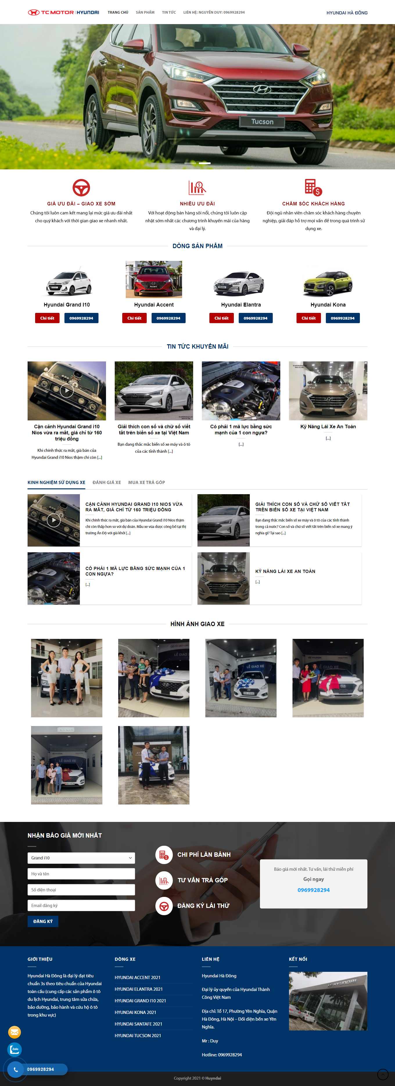 Thiết kế Web showroom sửa chữa ô tô, xe máy hyundai-hadong3s.vn