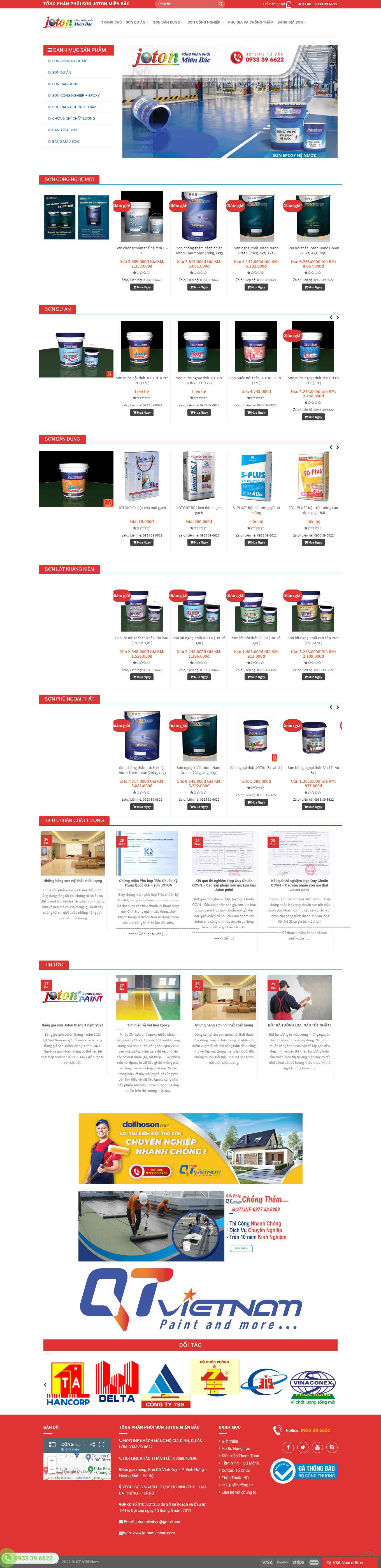 Thiết kế Web bán sơn nước, sơn tĩnh điện jotonmienbac.com