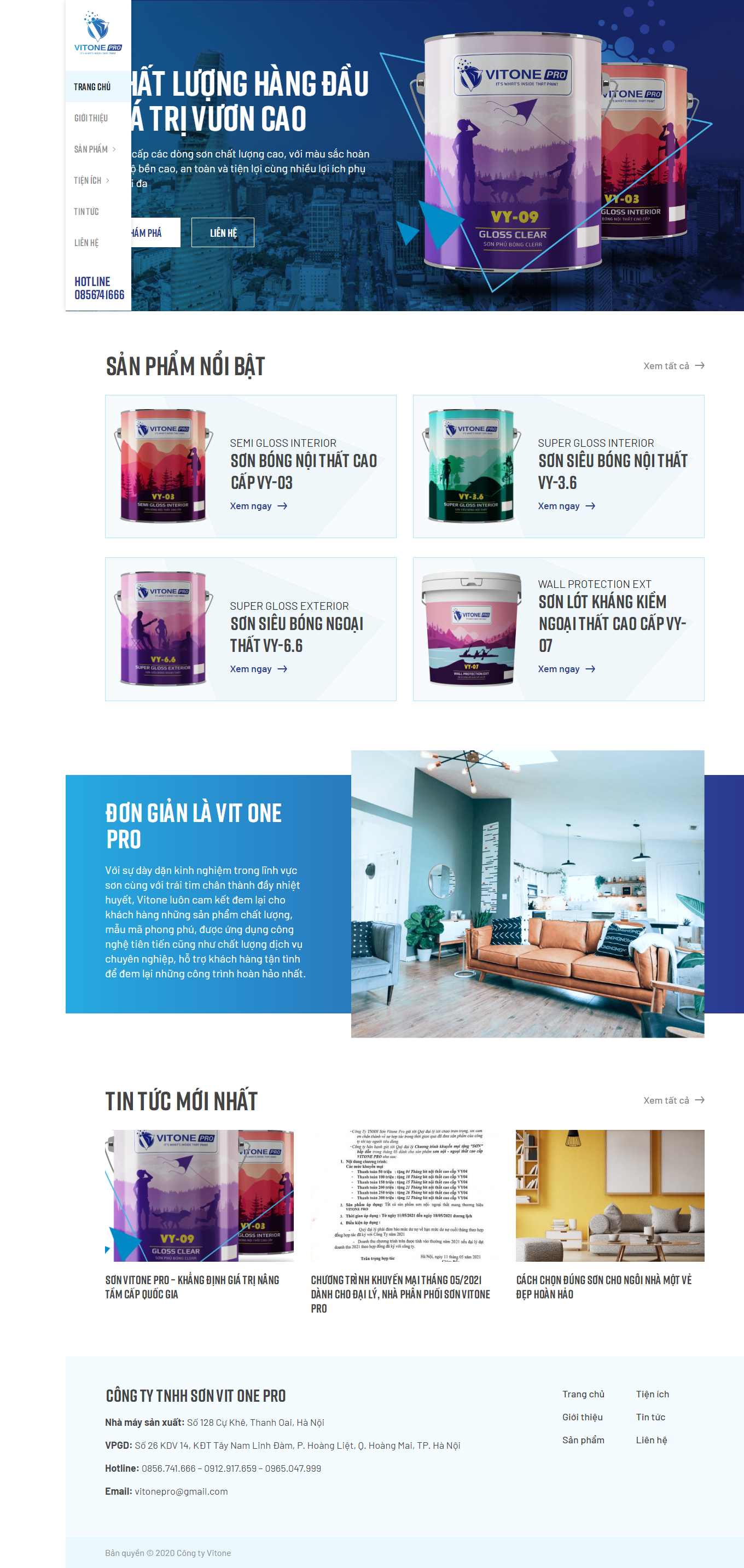 Thiết kế Web bán sơn nước, sơn tĩnh điện vitonepro.vn