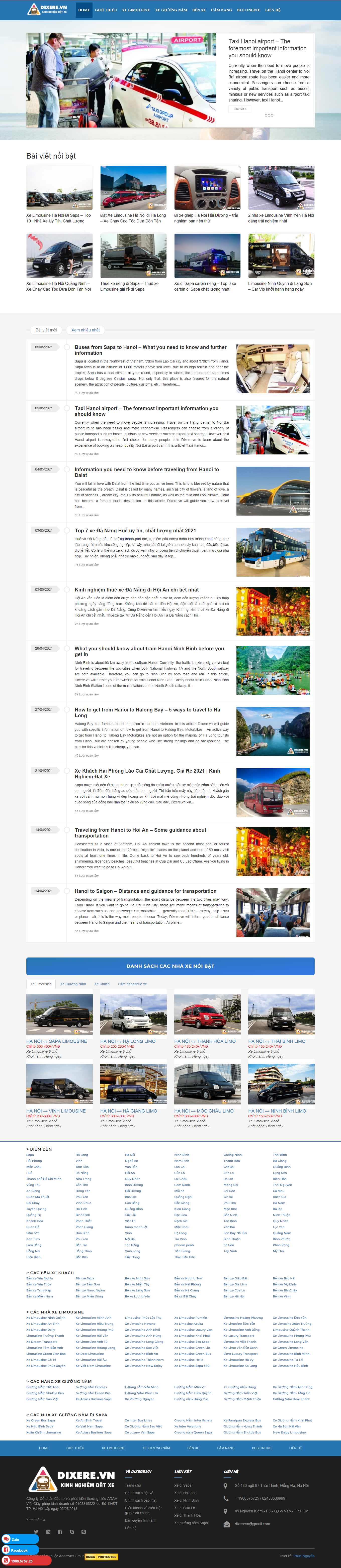 Thiết kế Web cho thuê xe du lịch dixere.vn