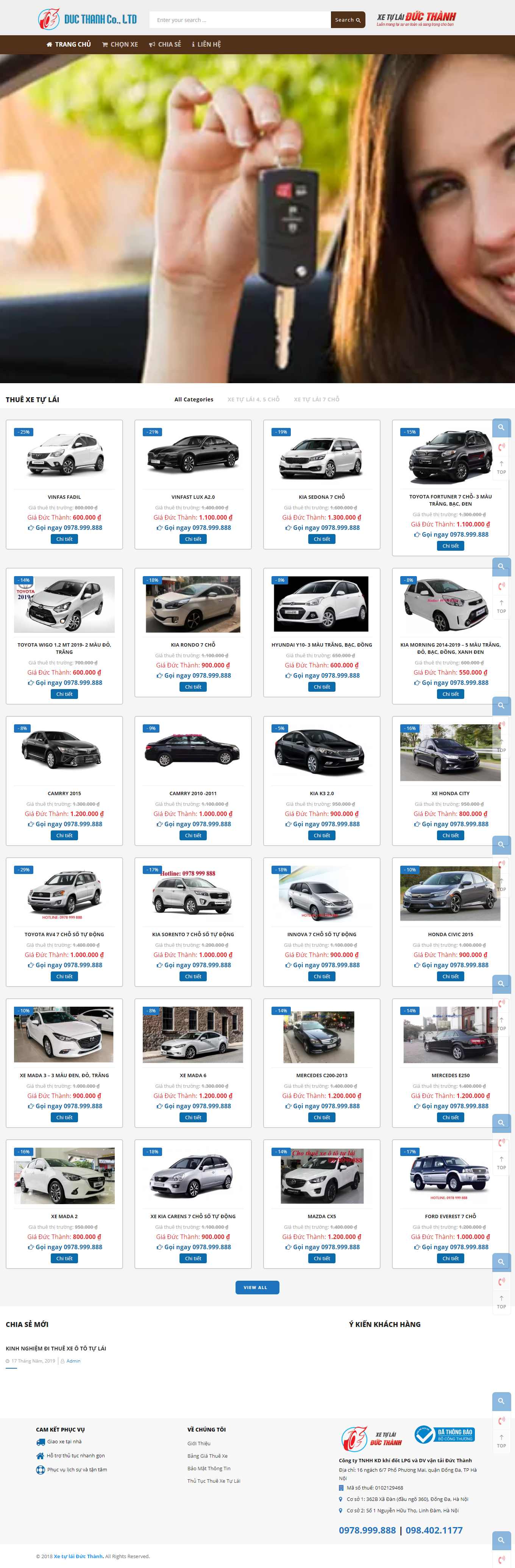 Thiết kế Web cho thuê xe du lịch xetulaihanoi.vn