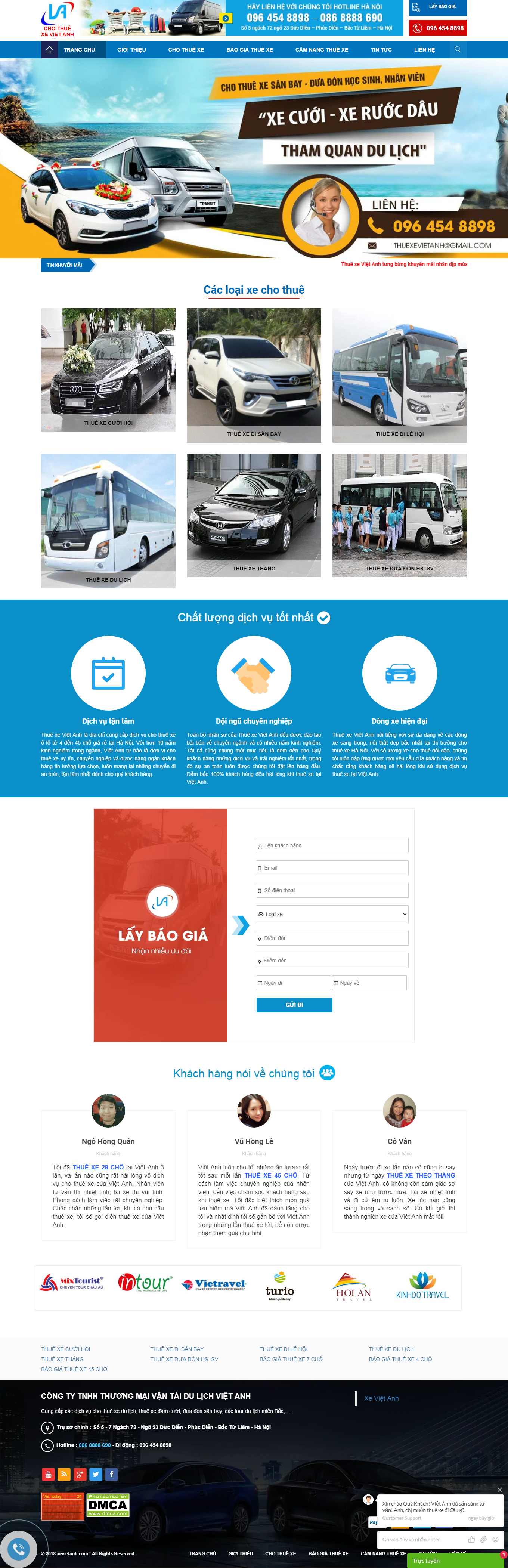Thiết kế Web cho thuê xe du lịch xevietanh.com