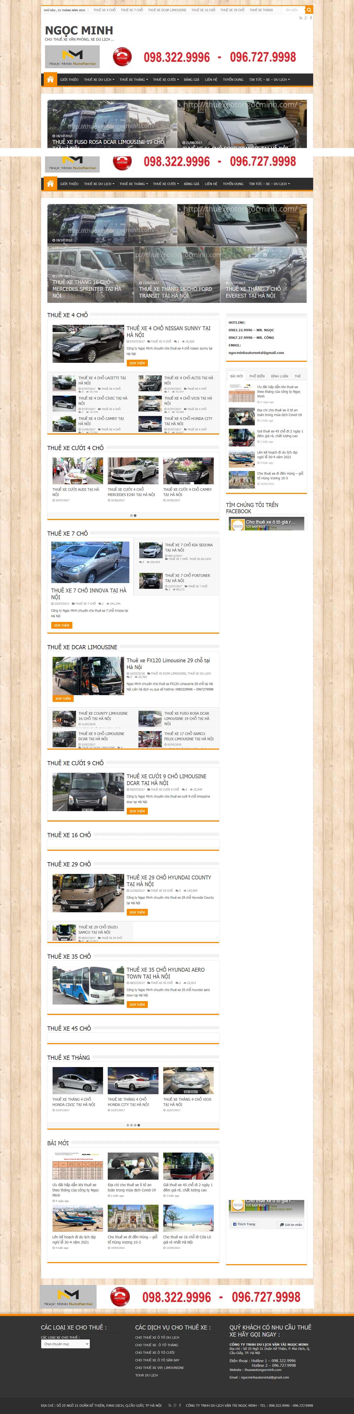 Thiết kế Web cho thuê xe du lịch thuexeotongocminh.com