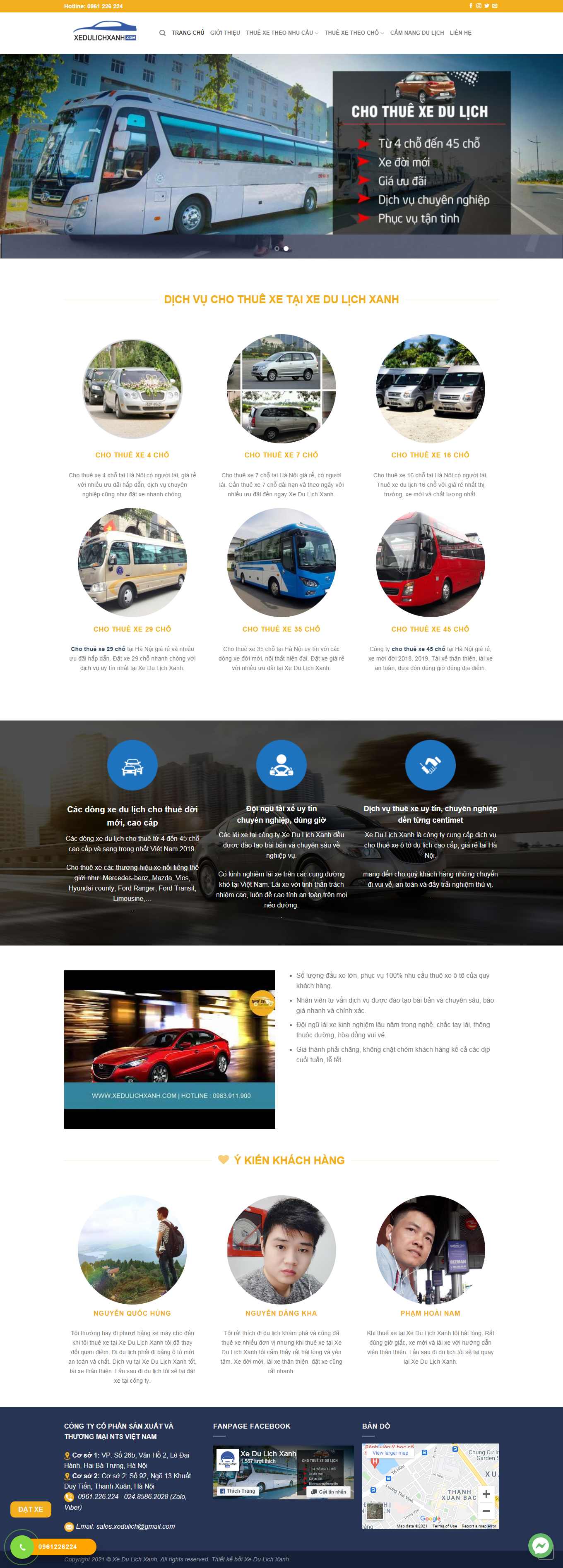 Thiết kế Web cho thuê xe du lịch xedulichxanh.com